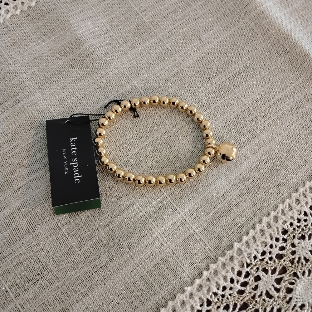 Kate Spade Gold Bead Bracelet with Crystal Charm - Picture 3 of 3